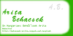 arita behacsek business card